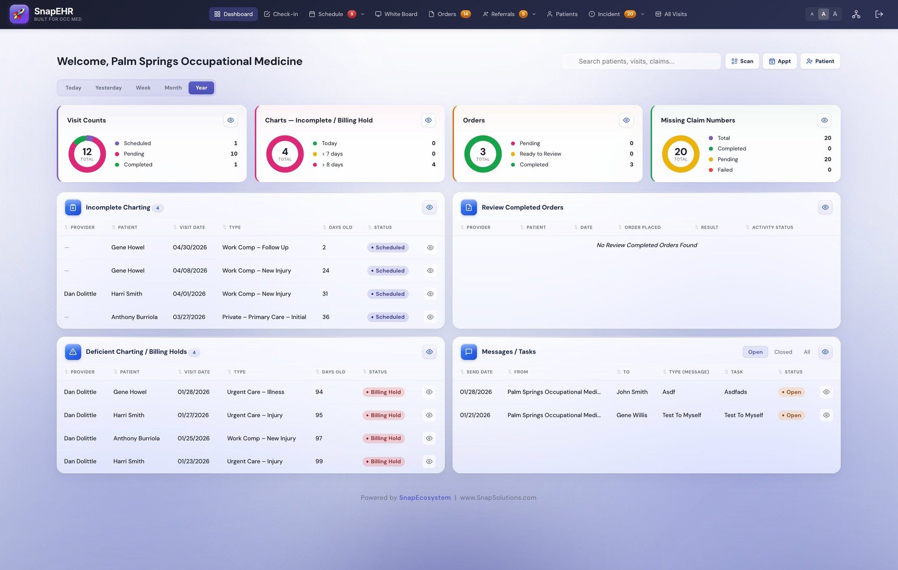 SnapEHR Dashboard